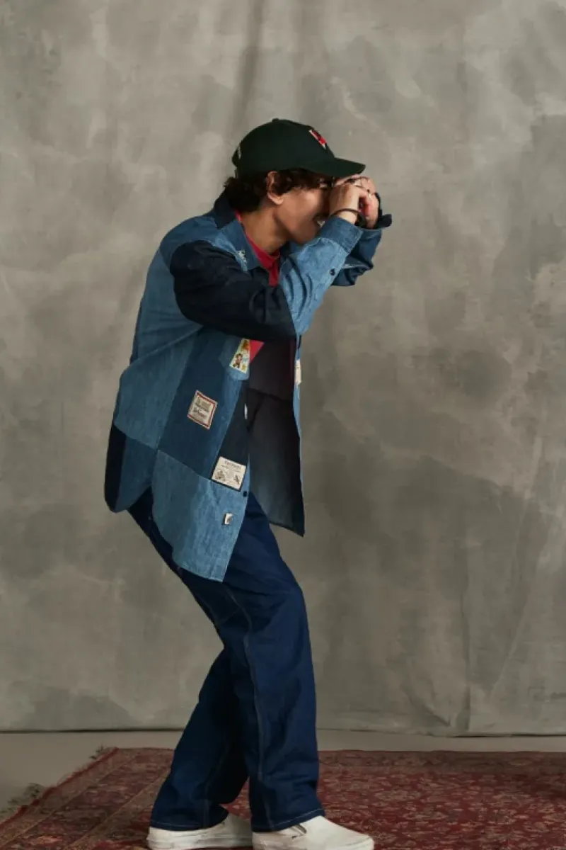 Uomo Roy Rogers Camicie|Camicia Kansas Patchwork 70th Denim Rinse