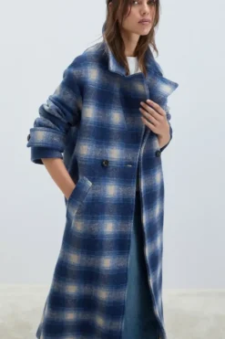 Donna Roy Rogers Capispalla|Cappotto Doppiopetto In Lana Check