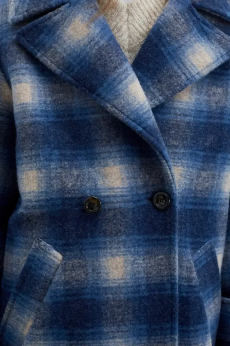 Donna Roy Rogers Capispalla|Cappotto Doppiopetto In Lana Check
