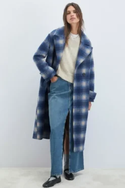 Donna Roy Rogers Capispalla|Cappotto Doppiopetto In Lana Check