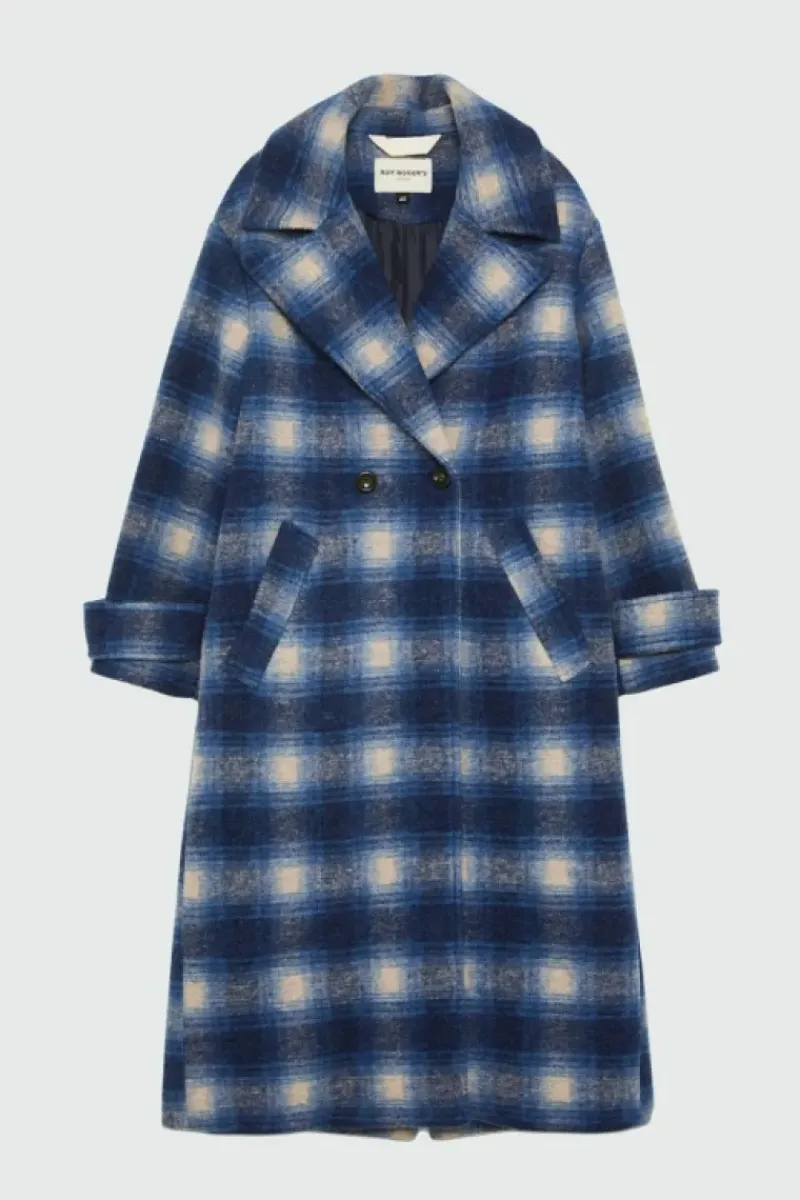 Donna Roy Rogers Capispalla|Cappotto Doppiopetto In Lana Check