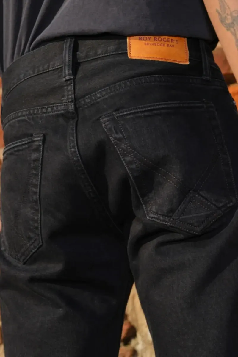 Uomo Roy Rogers Selvedge Bar|Jeans|Cult Wide Selvedge Bar Roy Roger's Black Denim Super S.w.