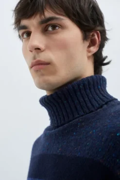Uomo Roy Rogers Maglieria E Felpe|Dolcevita Multistripe In Lana E Cashmere