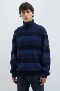 Uomo Roy Rogers Maglieria E Felpe|Dolcevita Multistripe In Lana E Cashmere