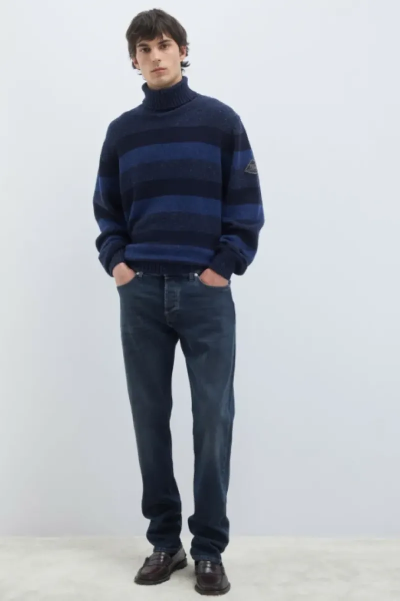 Uomo Roy Rogers Maglieria E Felpe|Dolcevita Multistripe In Lana E Cashmere
