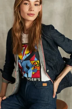 Donna Roy Rogers Capispalla|Giacca Destrutturata 70th Denim Cimosa Rinse