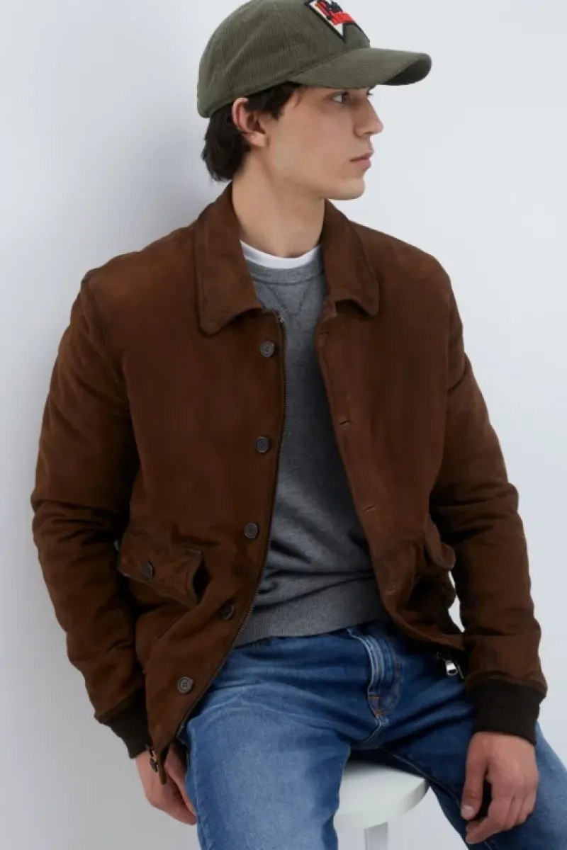 Uomo Roy Rogers Capispalla|Giacca Newman In Suede Vintage
