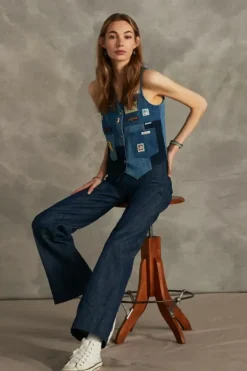 Donna Roy Rogers Capispalla|Gilet Patchwork 70th Denim Rinse