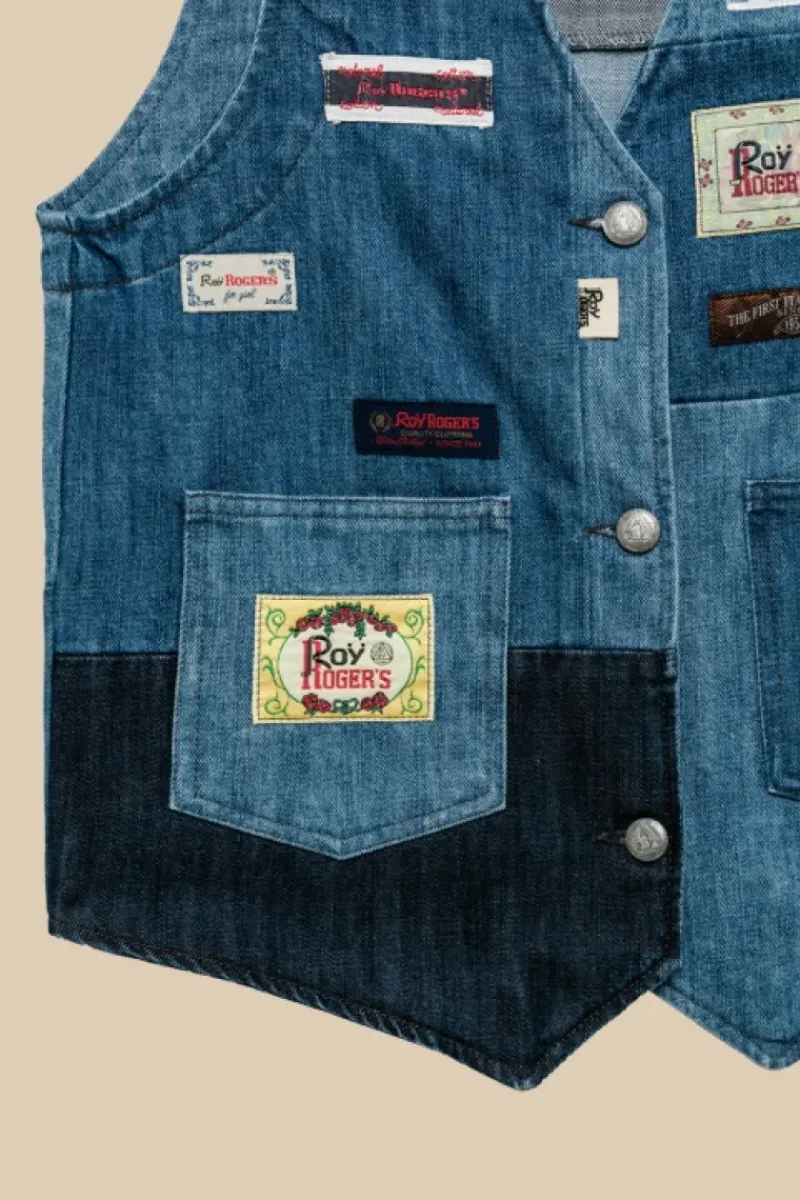 Donna Roy Rogers Capispalla|Gilet Patchwork 70th Denim Rinse