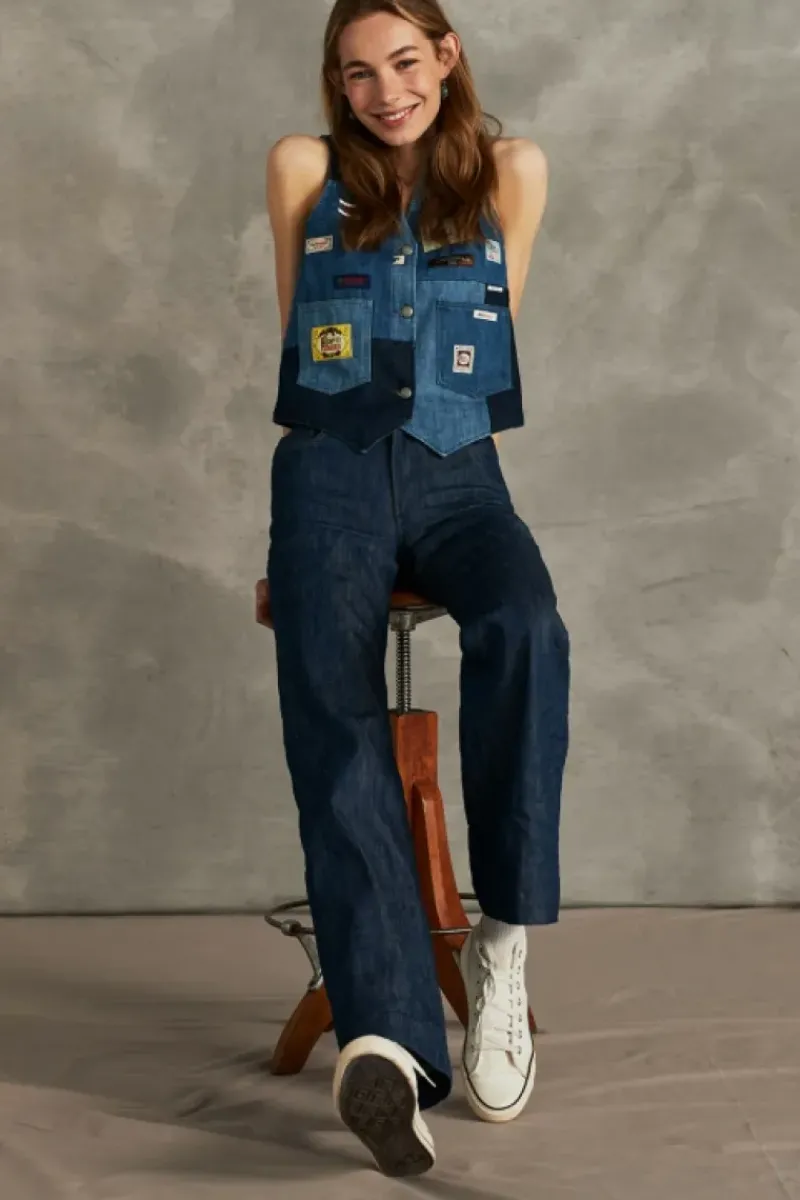 Donna Roy Rogers Capispalla|Gilet Patchwork 70th Denim Rinse