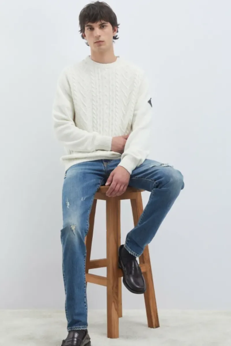 Uomo Roy Rogers Maglieria E Felpe|Maglia Girocollo In Lana E Cashmere Fisherman