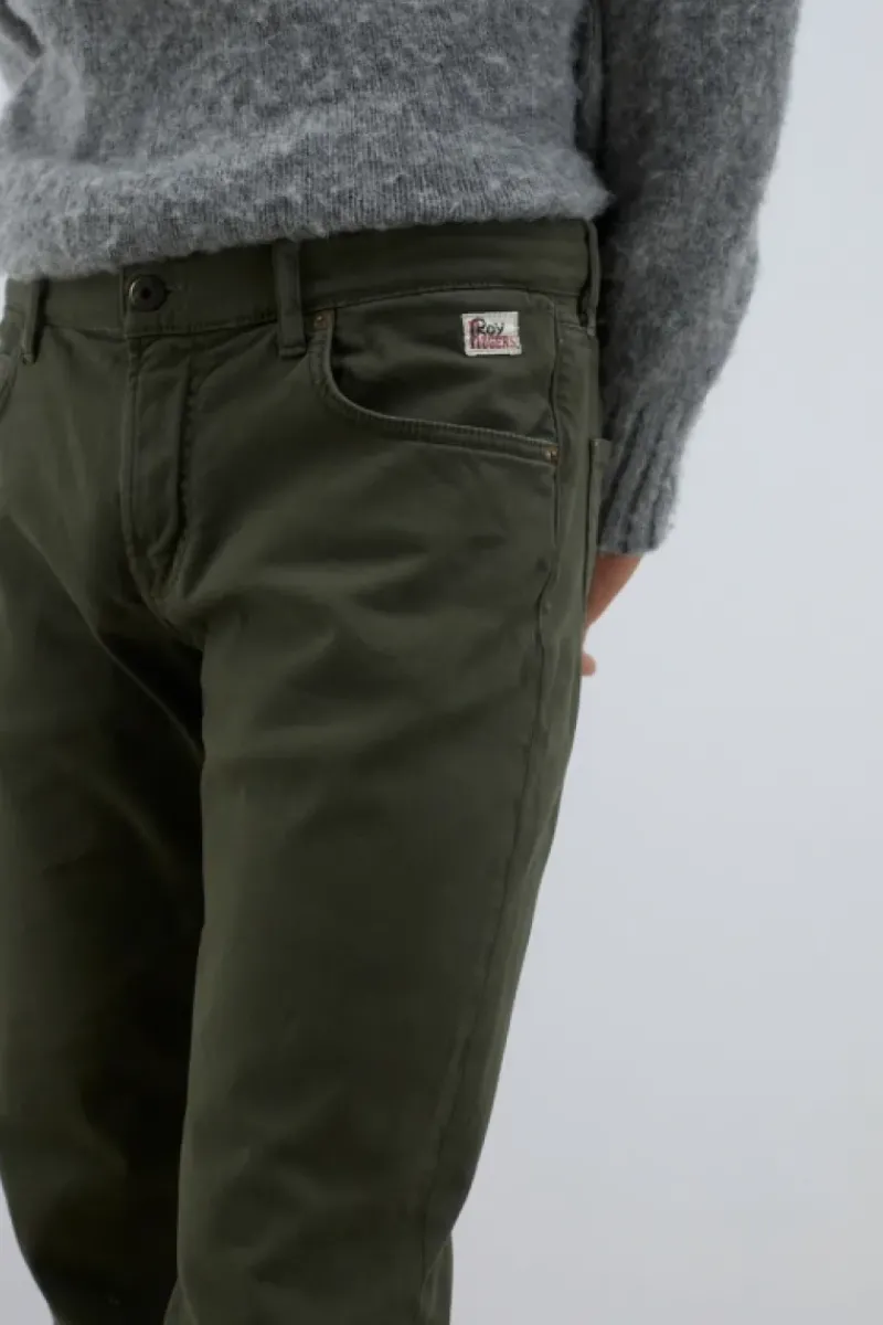 Uomo Roy Rogers Pantaloni|Pantalone 517 Plain In Gabardina